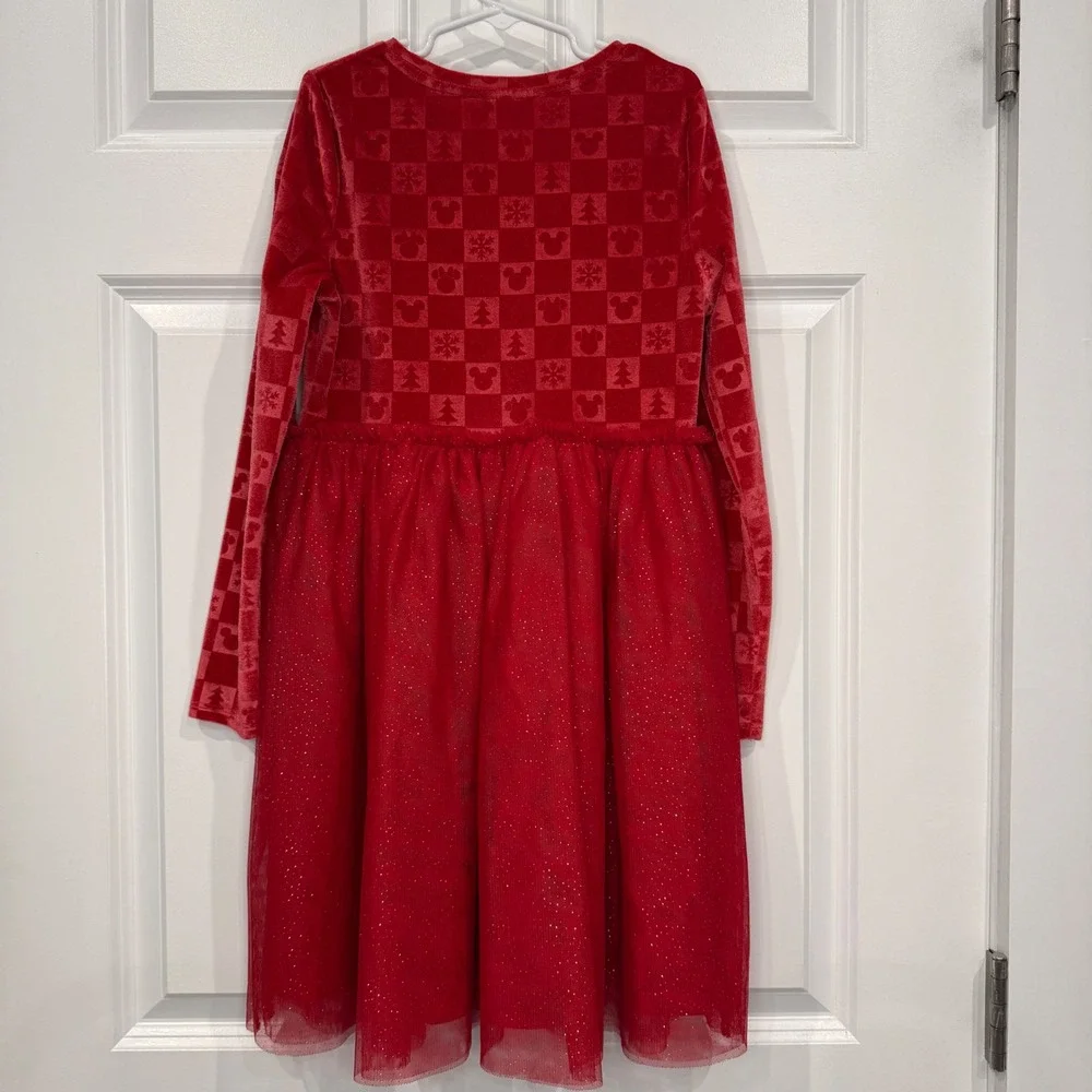 Disney Jumping Beans Girls Red‎ Velvet Mickey Mouse Tulle Holiday Dress Size 8